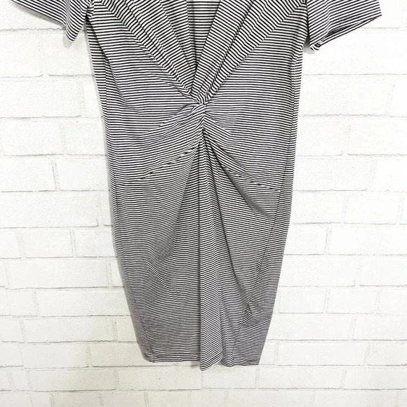 Theory Black & White Striped Twist Front Tee Shirt Dress Women's Size Small - Picture 4 of 7